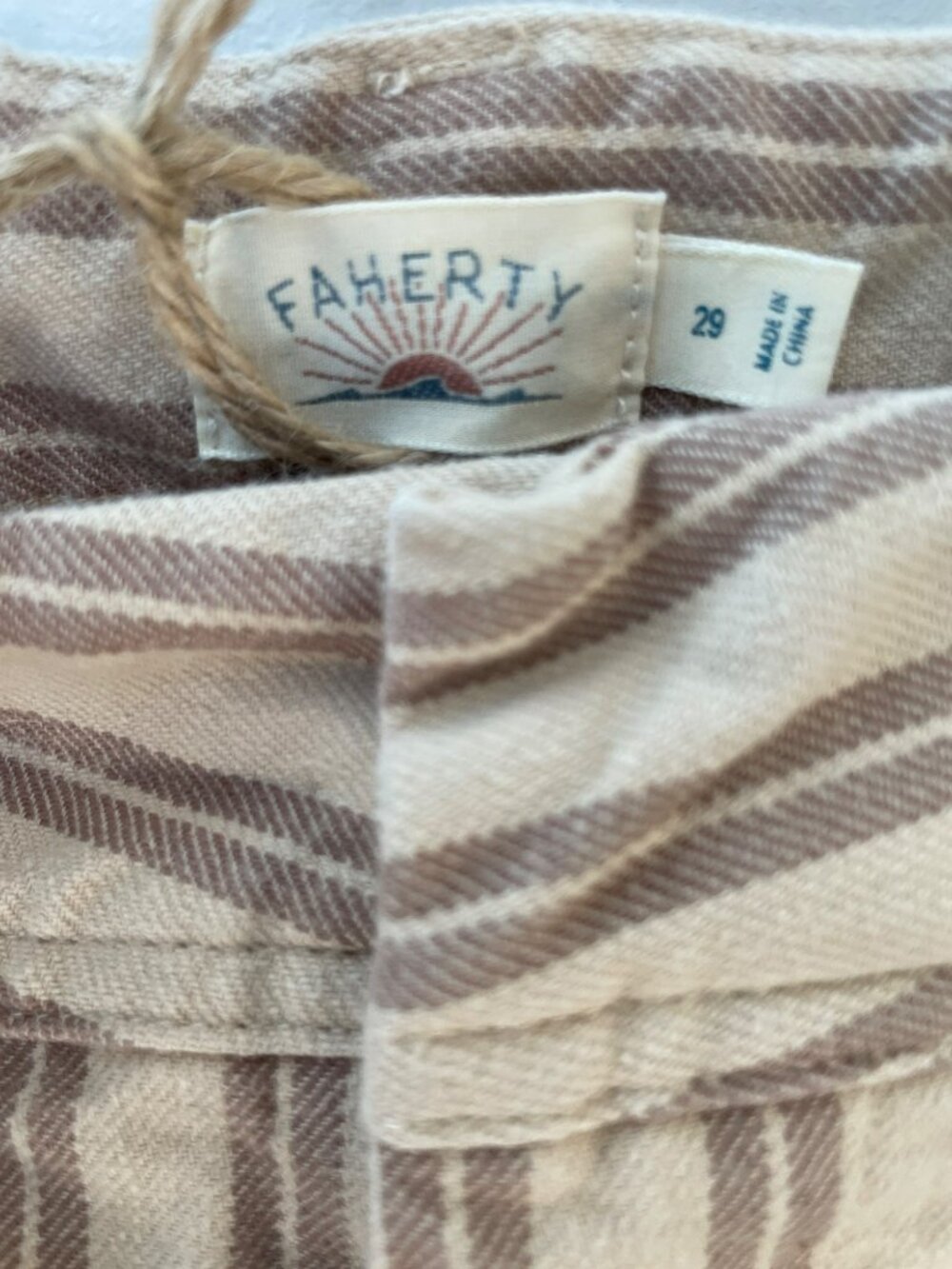 Faherty Twill Tide Slim Straight Pants Ebb-Pebble Shore Stripe Cotton Wmns Sz 29 - Picture 10 of 15